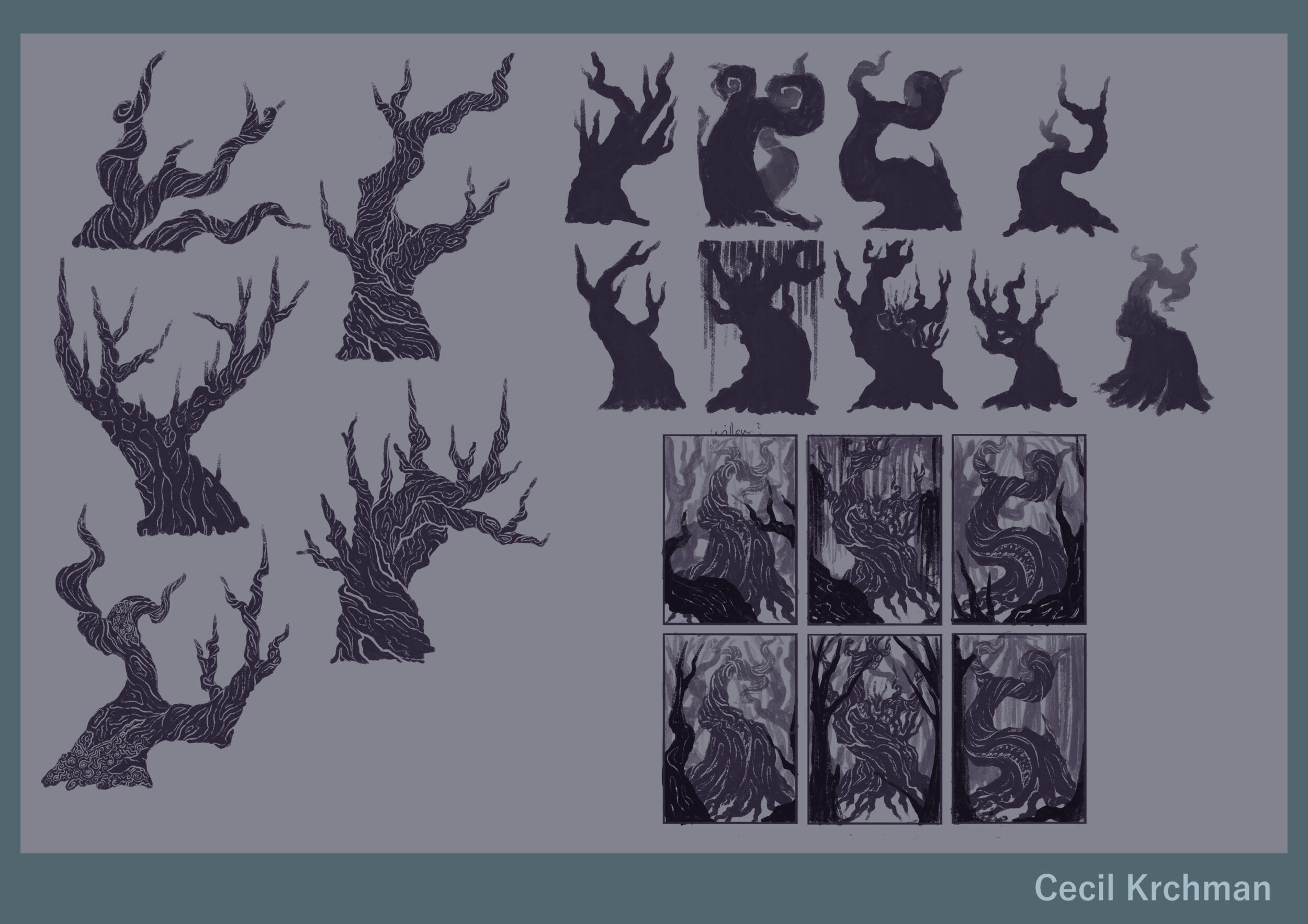 Carnivorous tree sketches and development